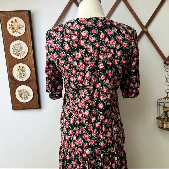 Vintage 80s Matching Floral Top & Skirt Set Small - Picture 7 of 7
